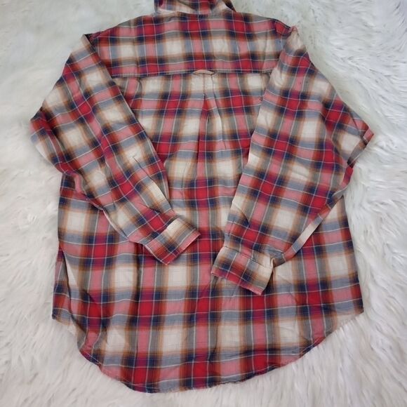 Panhandle Slim Roughstock Shirt Womens Size M Plaid Long Sleeve Bottom Down - Picture 6 of 7